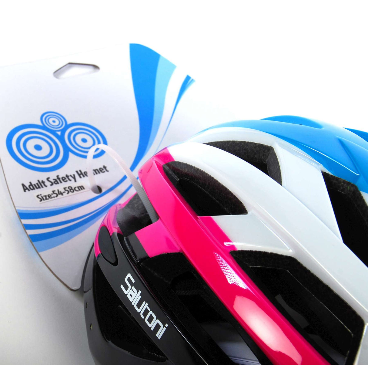 Salutoni Damen-Fahrradhelm - Blau Weiß Rosa - 58-61 cm