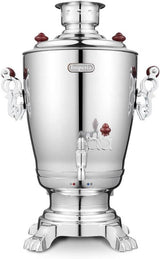 Elektrischer Samowar 3,2 L mit Teekanne 0,9 L – Edelstahl Teekocher Wasserkocher russisch orientalisch für Teezeremonie Garten Camping
