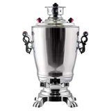 Elektrischer Samowar 3,2 L mit Teekanne 0,9 L – Edelstahl Teekocher Wasserkocher russisch orientalisch für Teezeremonie Garten Camping