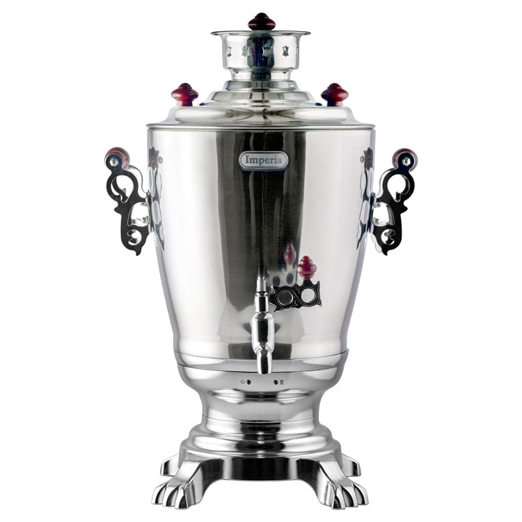 Elektrischer Samowar 3,2 L mit Teekanne 0,9 L – Edelstahl Teekocher Wasserkocher russisch orientalisch für Teezeremonie Garten Camping