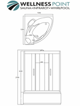 PureHaven 2in1 Dampfdusche und Whirlpool 135x135 cm mit Aluminiumrahmen und komplettem Zubehör inklusive Tropenbrause Sitzfläche Radio Massagefunktion
