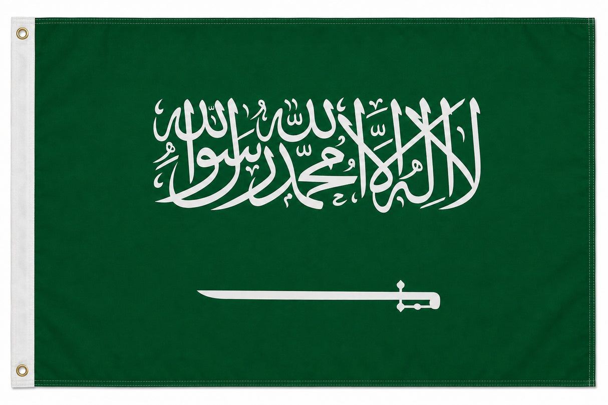 XXL Flagge Saudi Arabien 250 x 150 cm mit 2 Ösen 100g/m² Stoffgewicht Hissfahne Hissflagge