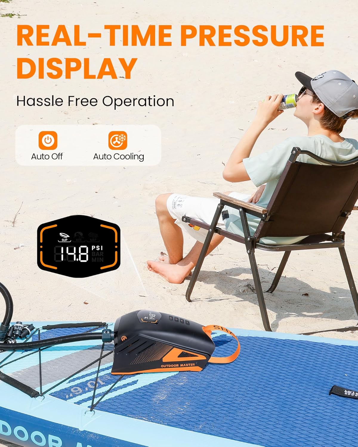 Outdoormaster Shark 3 Zeigt den Druck in Echtzeit