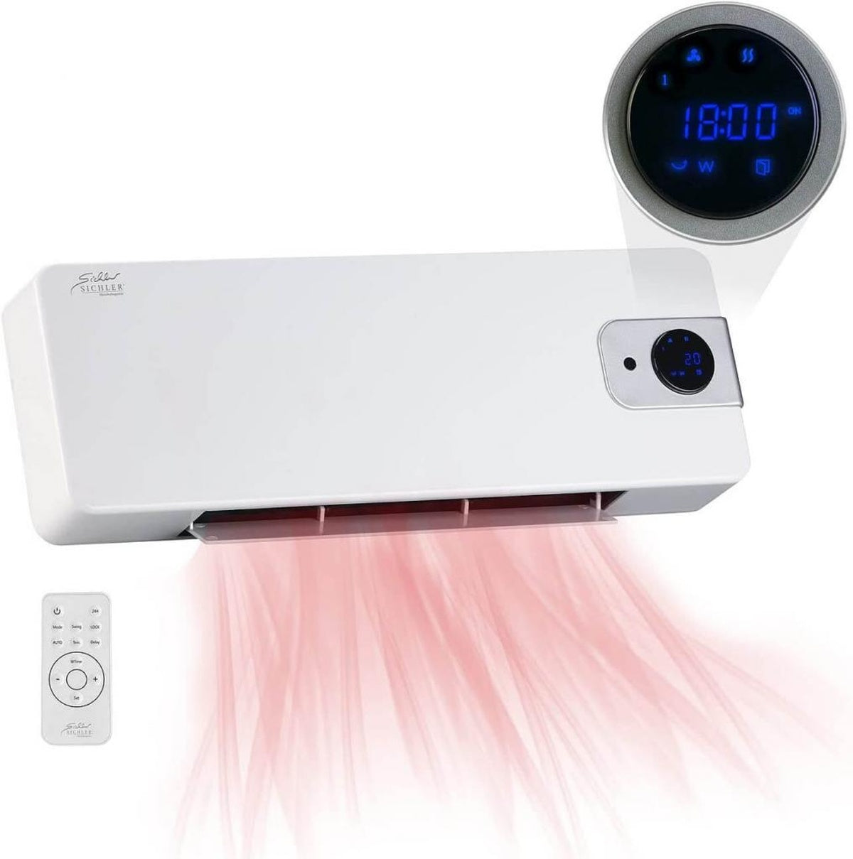 Sichler Keramik Wandheizlüfter LV-820.w ZX-7108 mit digitalem Thermostat, Oszillation, 2.000 W