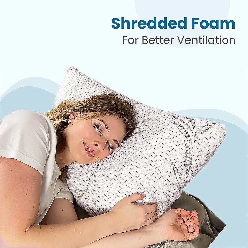 Sleepsia Bambuskissen Queensize 40 x 70 cm (2er-Pack) mit geschreddertem Memory Schaum