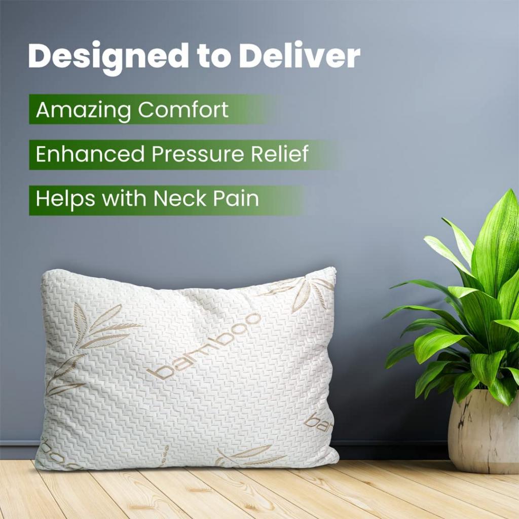 Sleepsia Bambuskissen Queensize 40 x 70 cm (2er-Pack) mit geschreddertem Memory Schaum