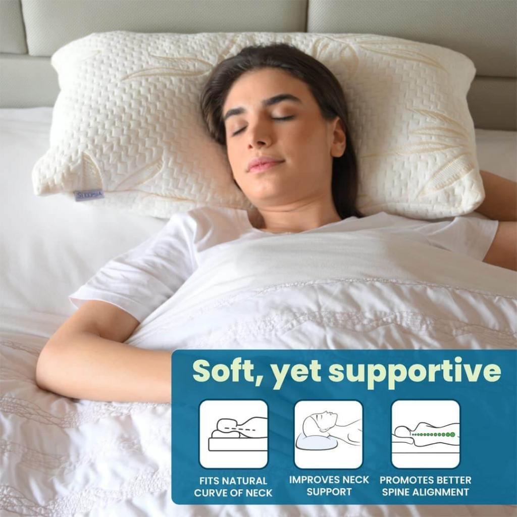 Sleepsia Bambuskissen Queensize 40 x 70 cm (2er-Pack) mit geschreddertem Memory Schaum