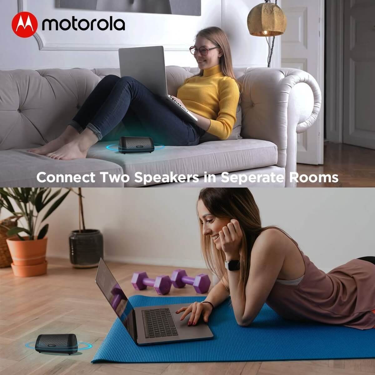 Motorola Sonic Sub 630 TWIN Bluetooth Lautsprecher Aufteilung der beiden Speaker