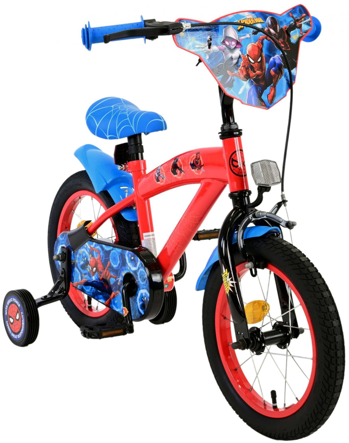 Volare Marvel Spider-Man Kinderfahrrad für Jungen - 14 Zoll in Rot/Blau