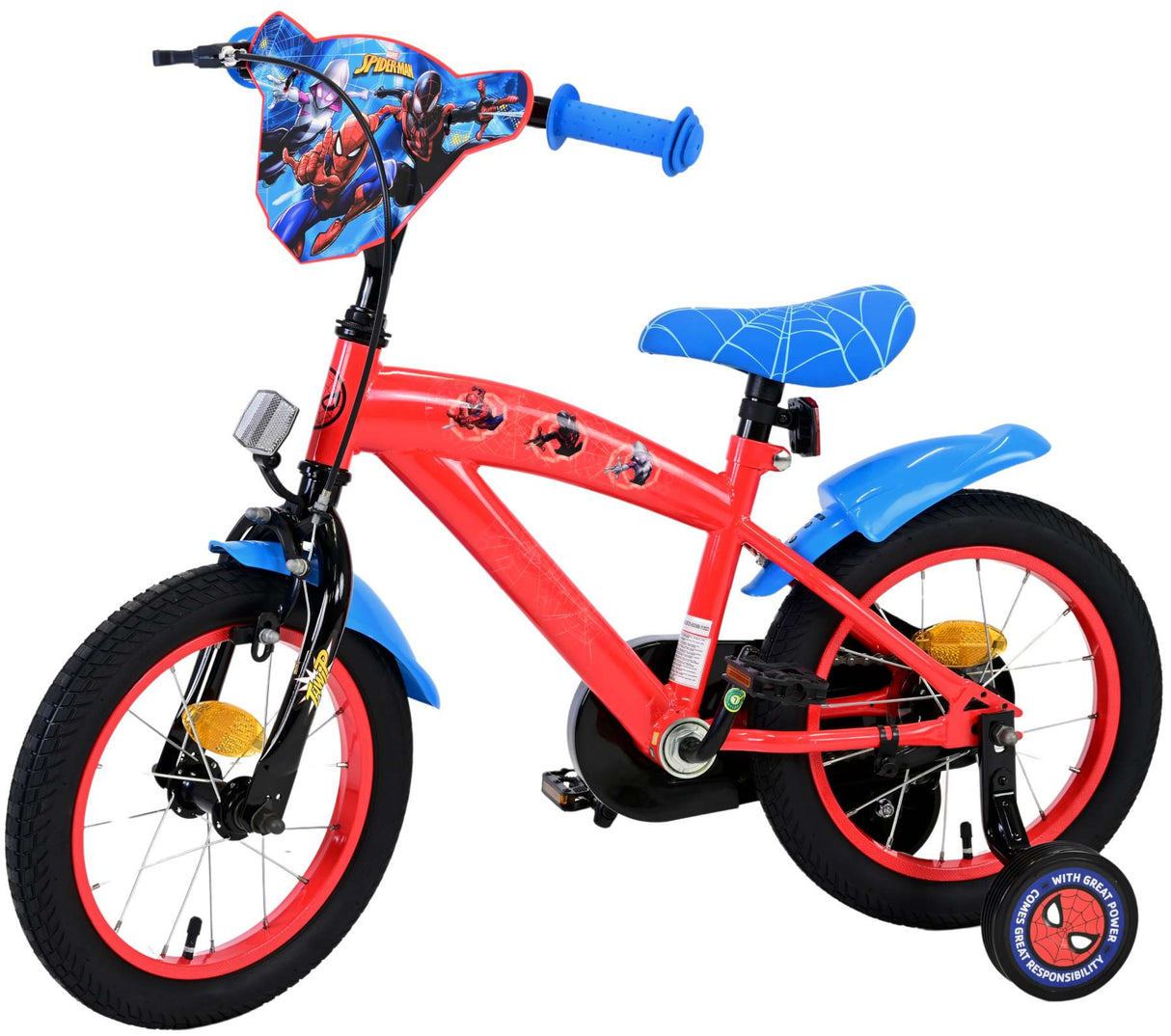 Volare Marvel Spider-Man Kinderfahrrad für Jungen - 14 Zoll in Rot/Blau