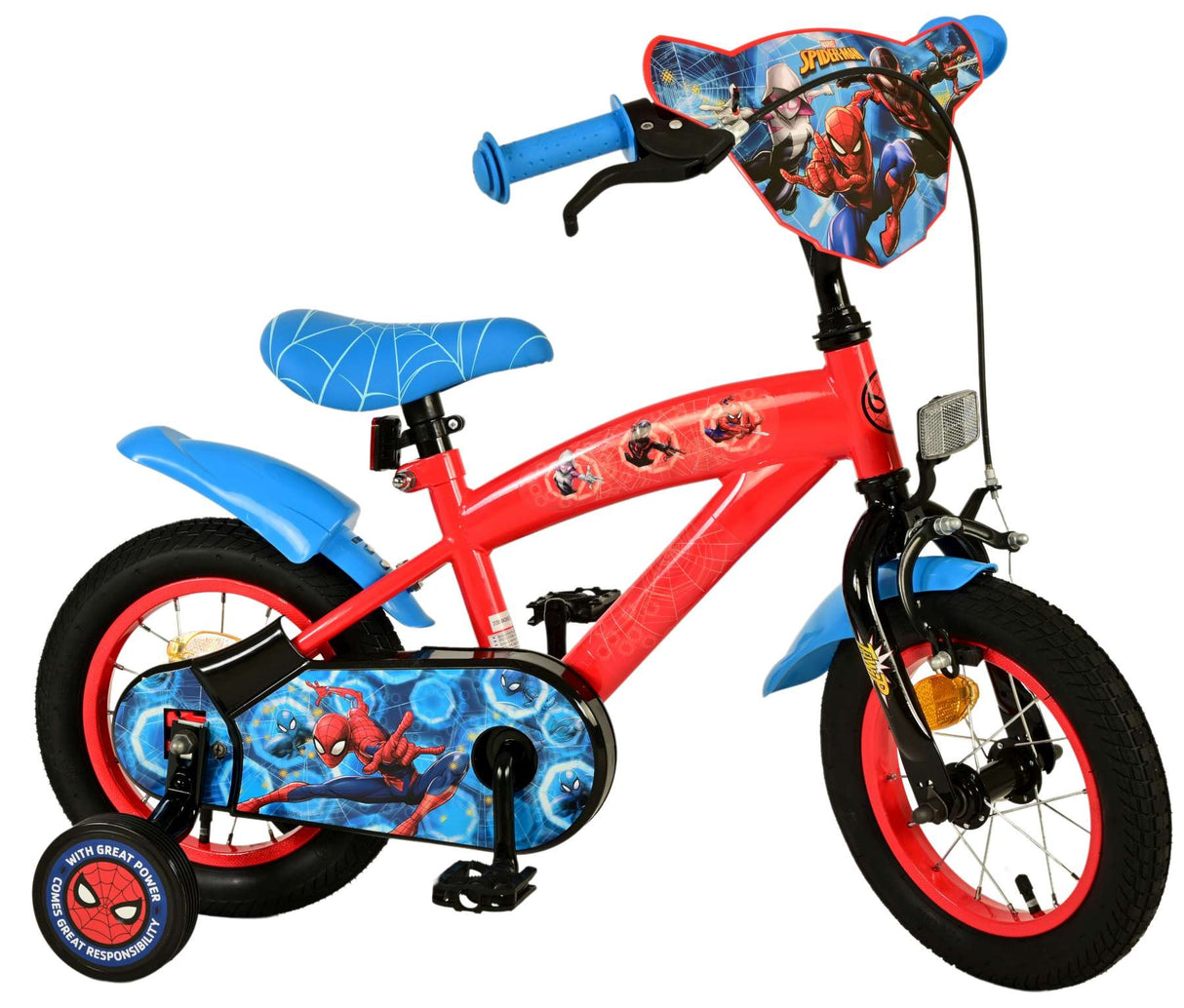 Volare Spider-Man Kinderfahrrad - Jungen - 12 Zoll - Blau/Rot