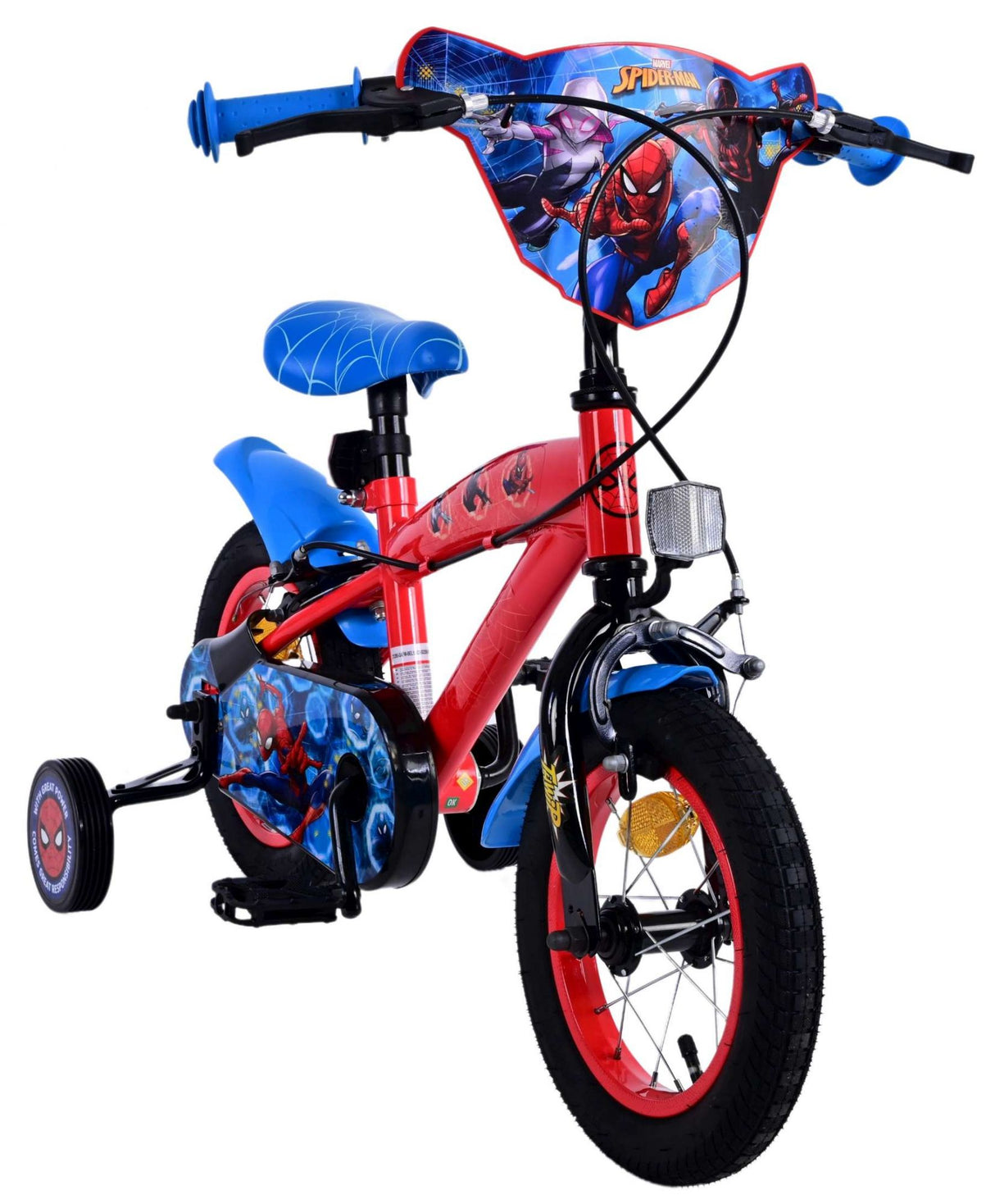 Volare Ultimate Marvel Spiderman 12 Zoll Kinderfahrrad Blau/Rot - Sicherheit, Komfort und Spaß in einem!