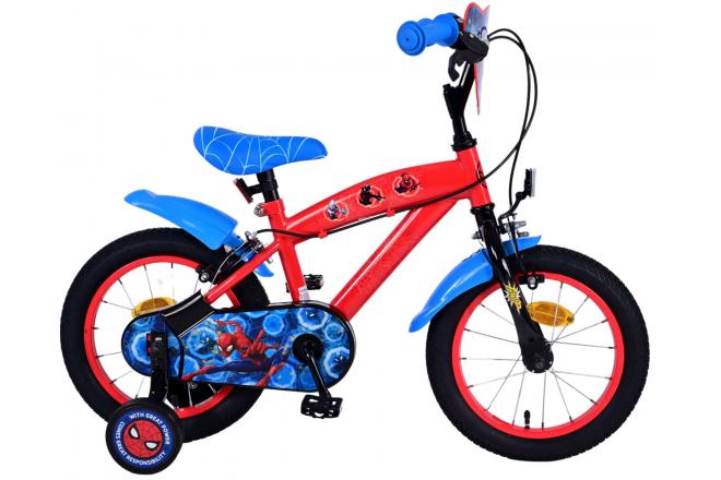 Volare Ultimate Marvel Spiderman 14 Zoll Kinderfahrrad Blau/Rot - Sicherheit, Komfort und Spaß in einem!