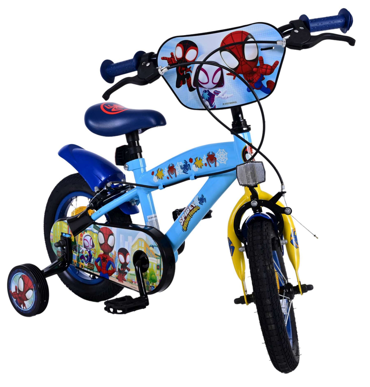 Volare Spidey Kinderfahrrad - Jungen - 12 Zoll - Blau - Zweihandbremsen