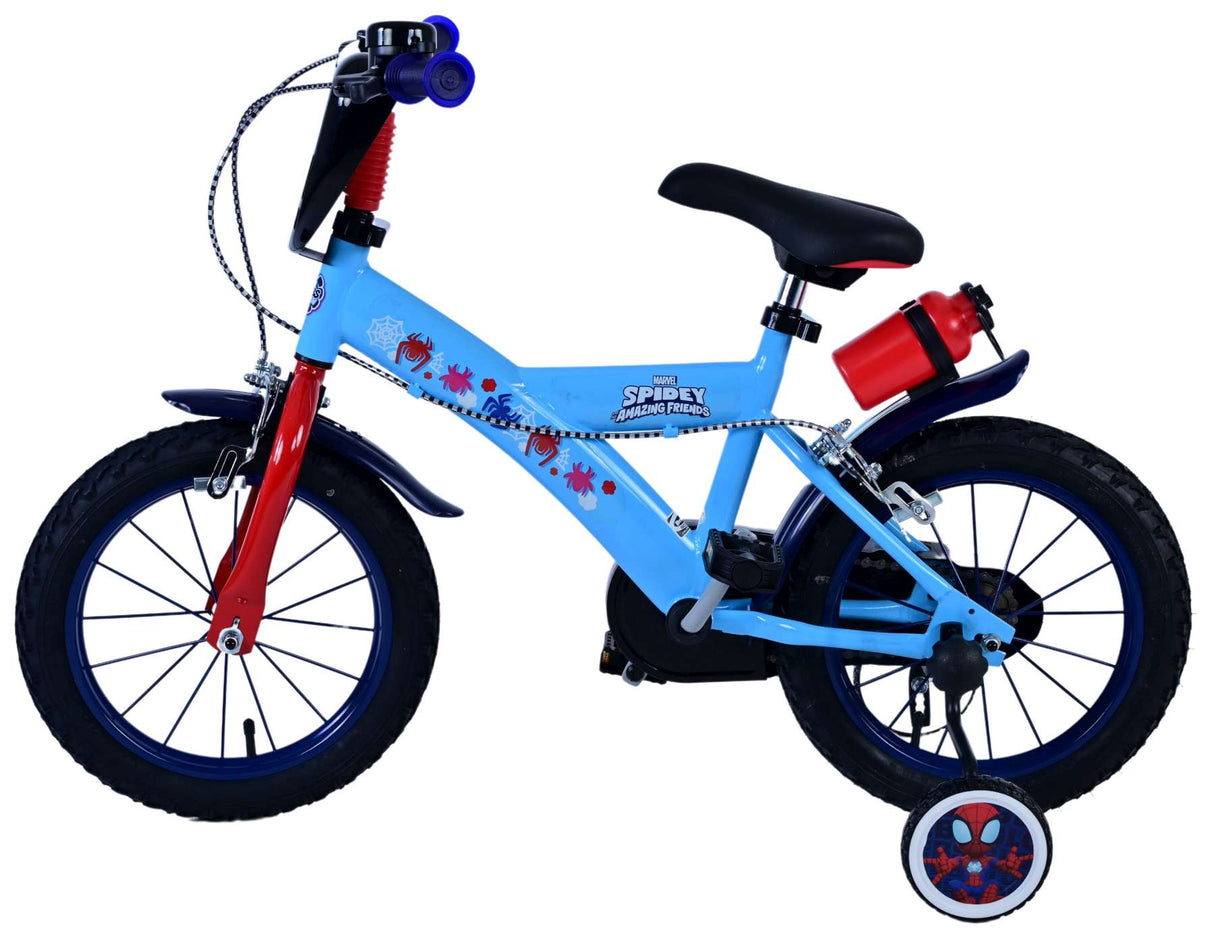 Volare Spidey Kinderfahrrad für Jungen - 14 Zoll - Blau mit Zweihandbremsen