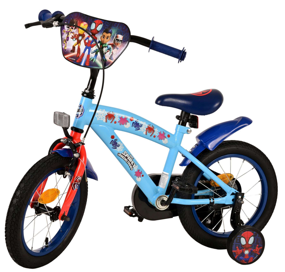 Volare Offiziell lizenziertes Marvel Spidey 14-Zoll-Kinderfahrrad in Blau - Sicherheit, Spaß und Abenteuer für Ihr Kind!