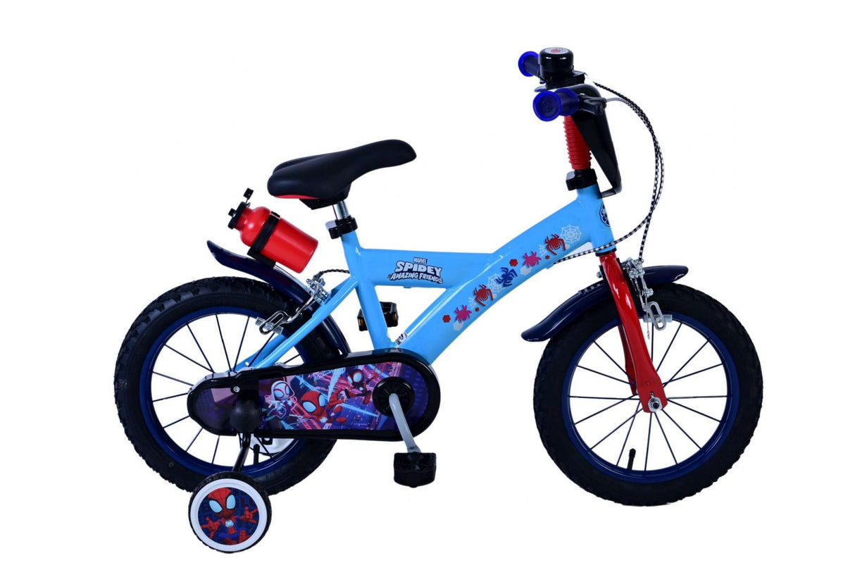 Volare Spidey Kinderfahrrad für Jungen - 14 Zoll - Blau mit Zweihandbremsen