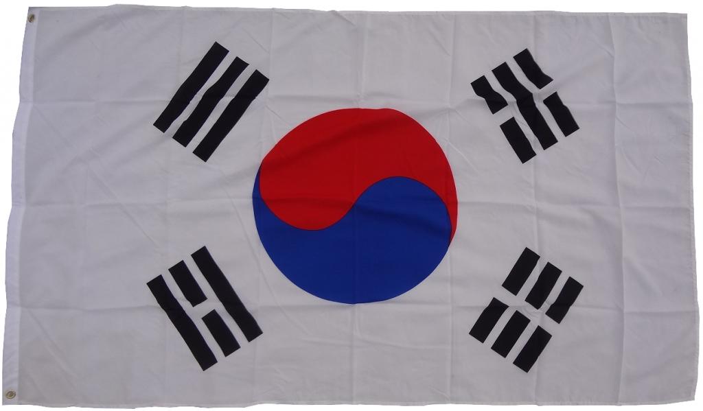 Flagge Fahne Südkorea 90 x 150 cm Fahne mit 2 Ösen 100g/m² Stoffgewicht Hissflagge