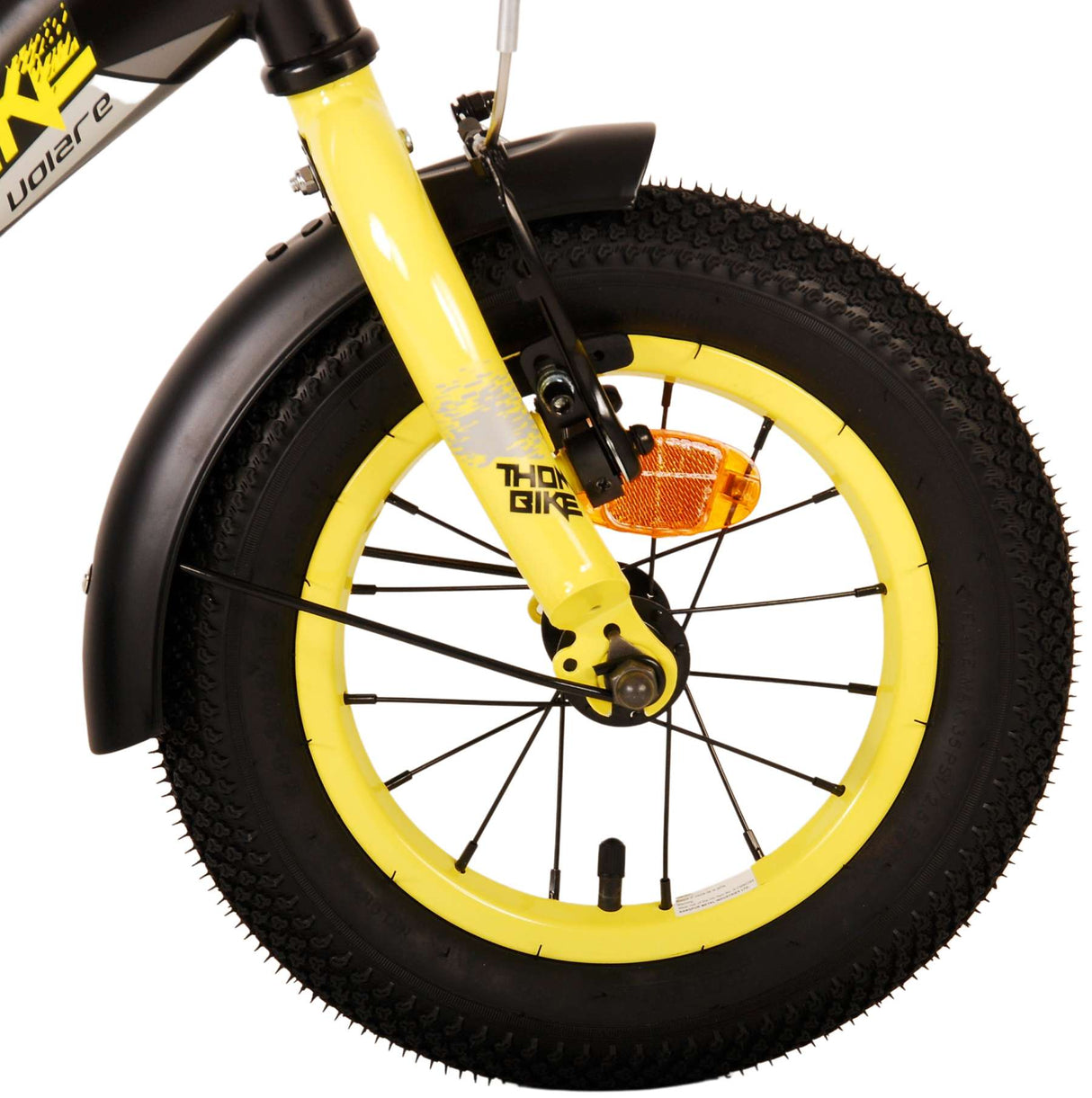 Volare Thombike Kinderfahrrad - Jungen - 12 Zoll - Schwarz Gelb - Zweihandbremsen