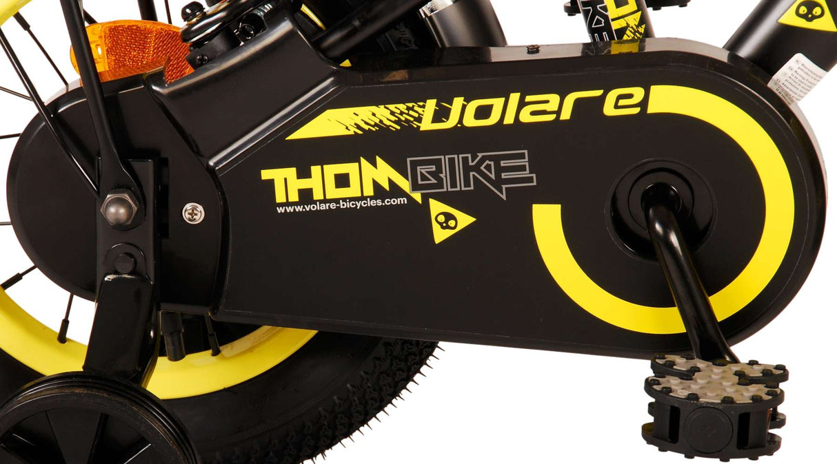 Volare Thombike Kinderfahrrad - Jungen - 12 Zoll - Schwarz Gelb - Zweihandbremsen