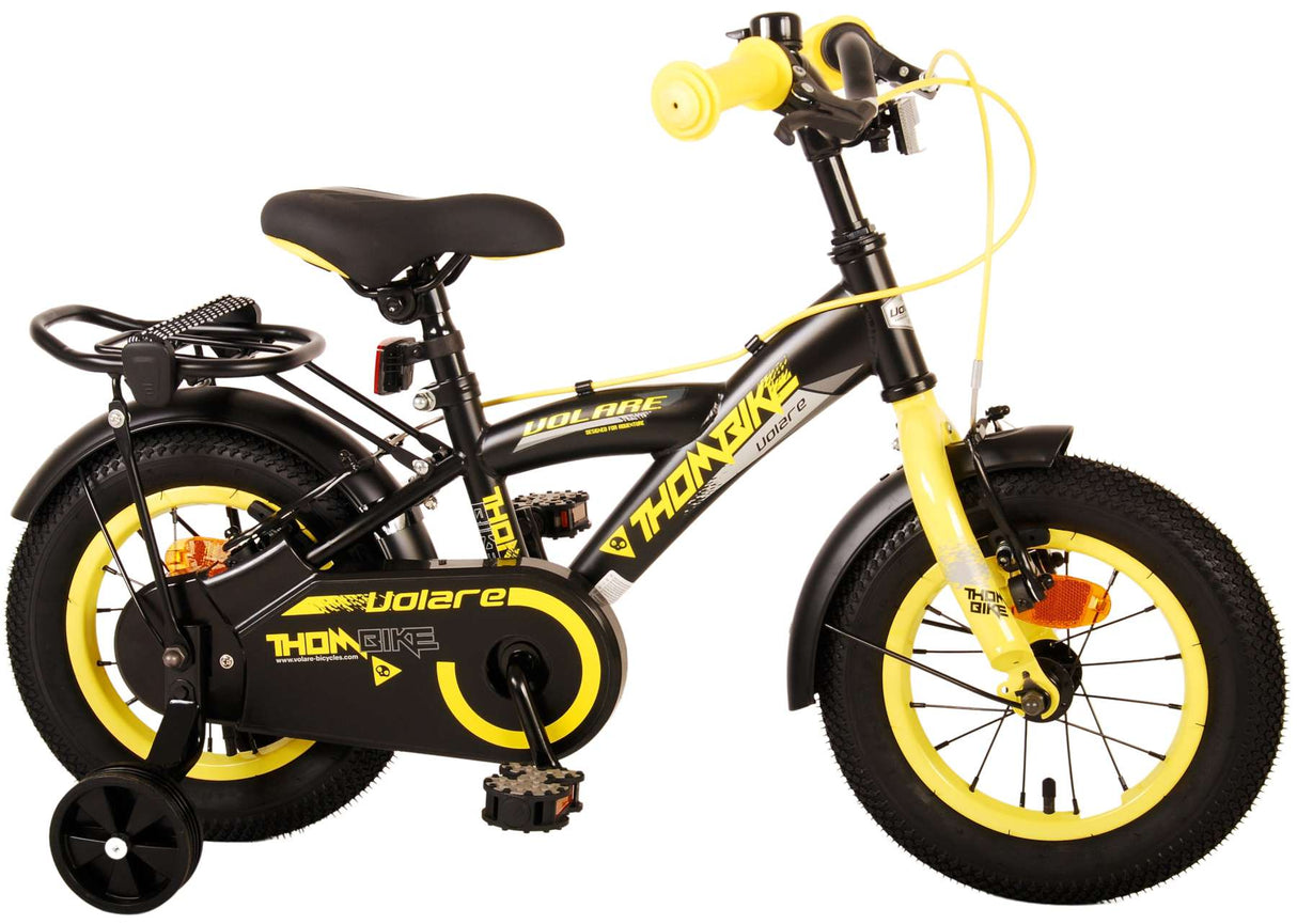 Volare Thombike Kinderfahrrad - Jungen - 12 Zoll - Schwarz Gelb - Zweihandbremsen