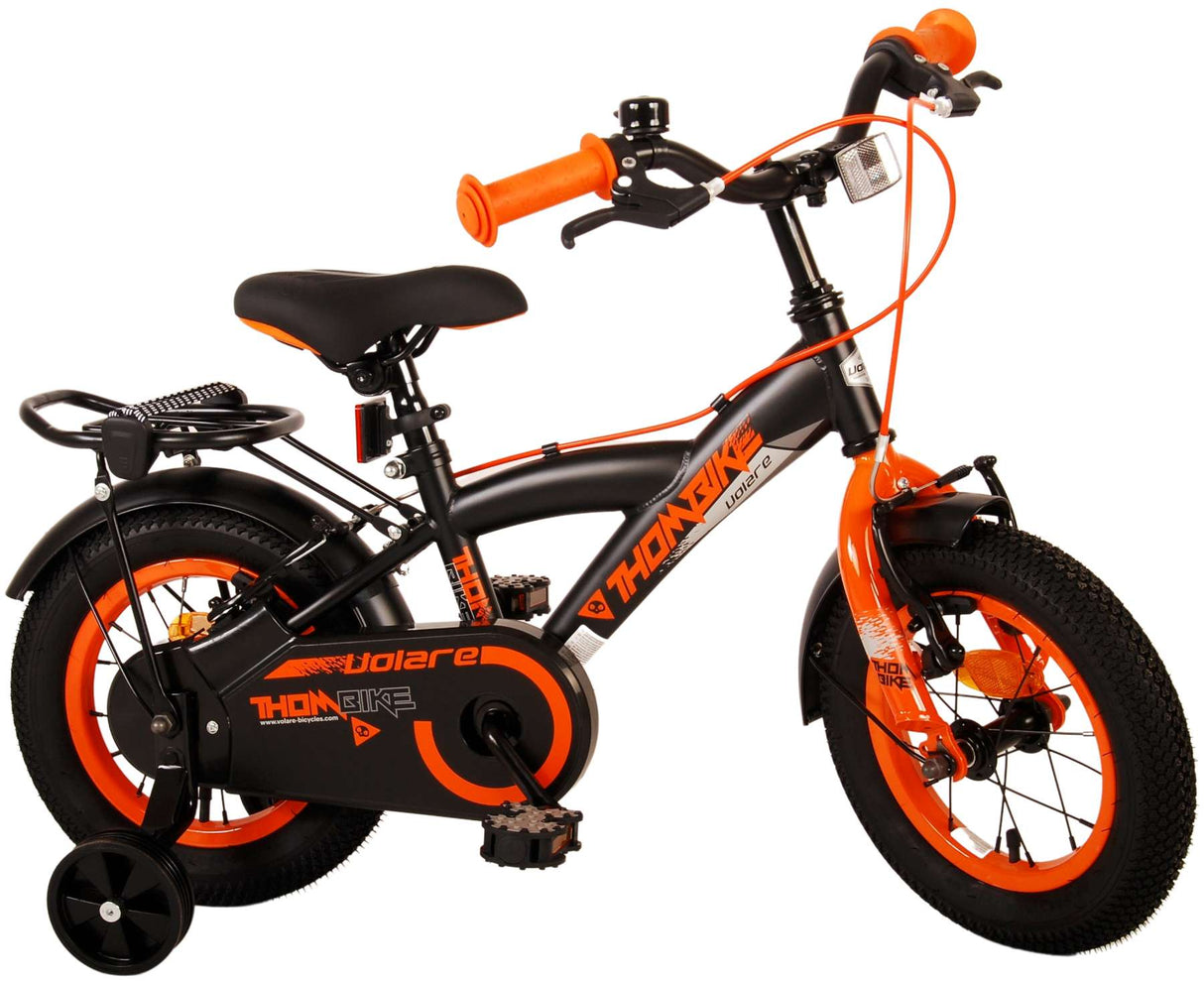 Volare Thombike Kinderfahrrad - Jungen - 12 Zoll - Schwarz Orange - Zweihandbremsen