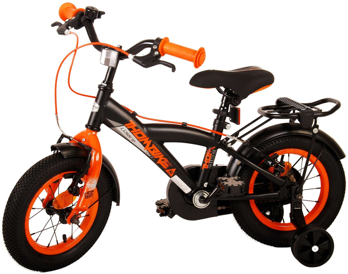 Volare Thombike Kinderfahrrad - Jungen - 12 Zoll - Schwarz Orange - Zweihandbremsen