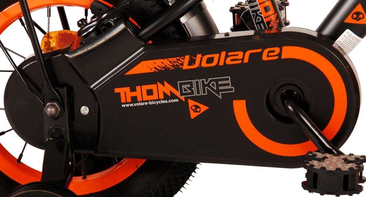 Volare Thombike Kinderfahrrad - Jungen - 12 Zoll - Schwarz Orange - Zweihandbremsen