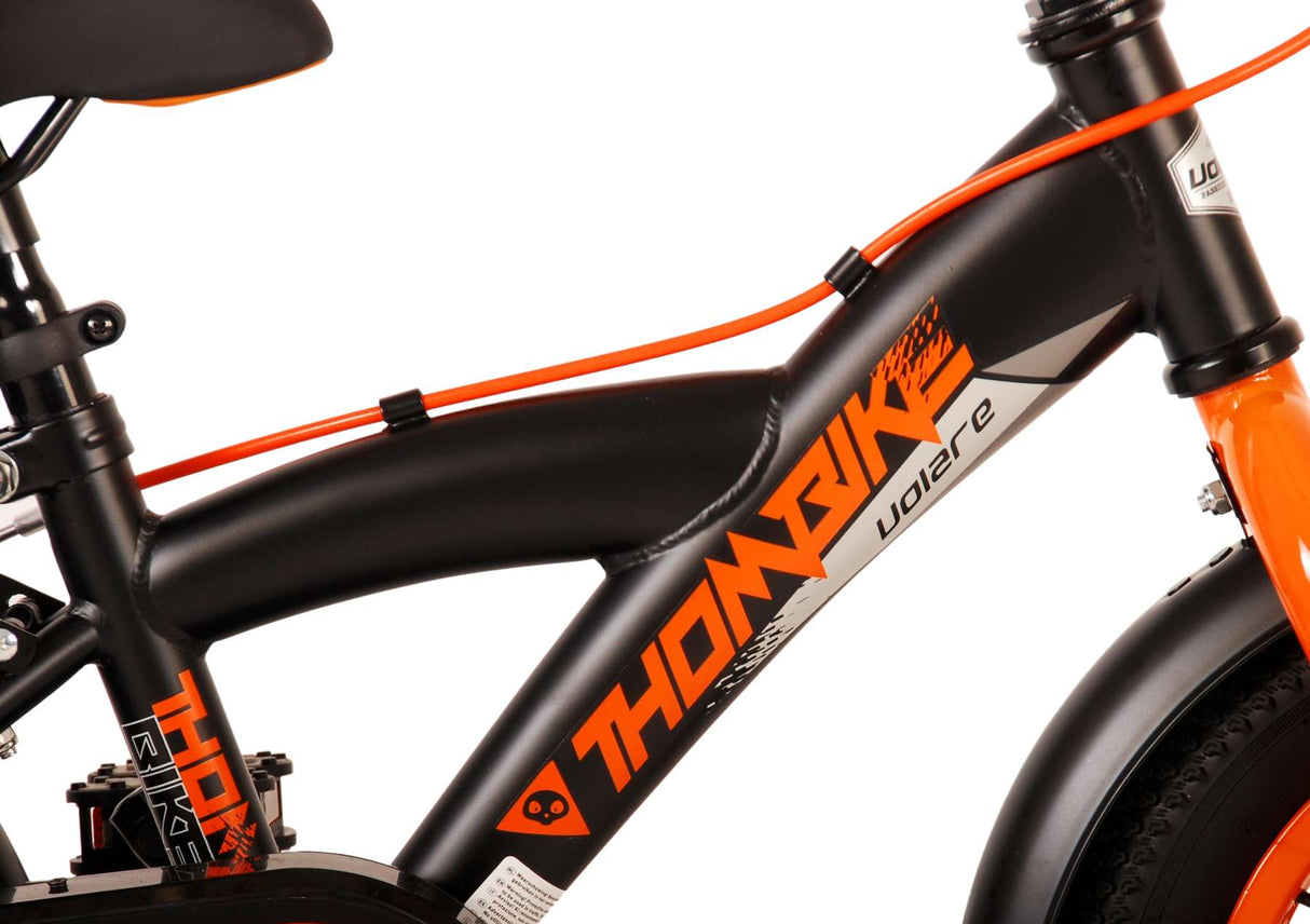 Volare Thombike Kinderfahrrad - Jungen - 12 Zoll - Schwarz Orange - Zweihandbremsen