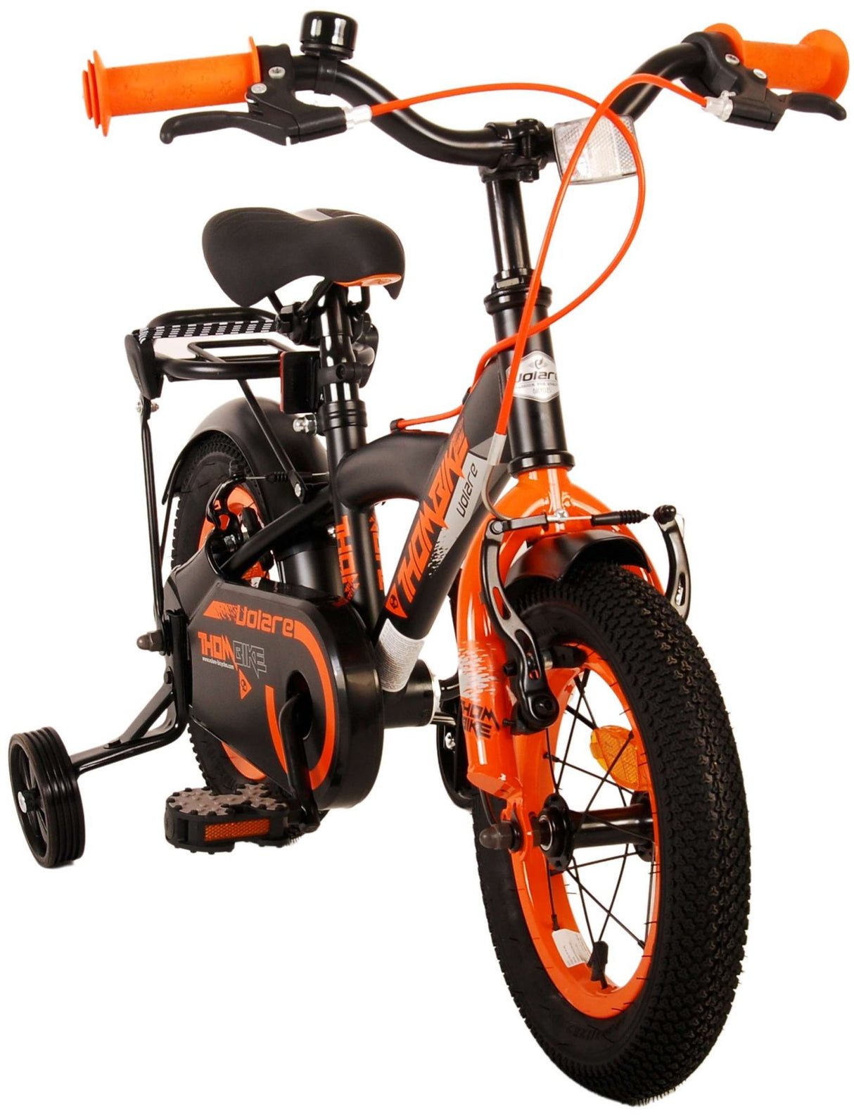 Volare Thombike Kinderfahrrad - Jungen - 12 Zoll - Schwarz Orange - Zweihandbremsen