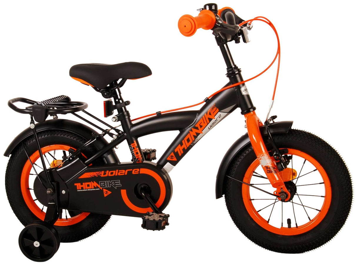 Volare Thombike Kinderfahrrad - Jungen - 12 Zoll - Schwarz Orange - Zweihandbremsen