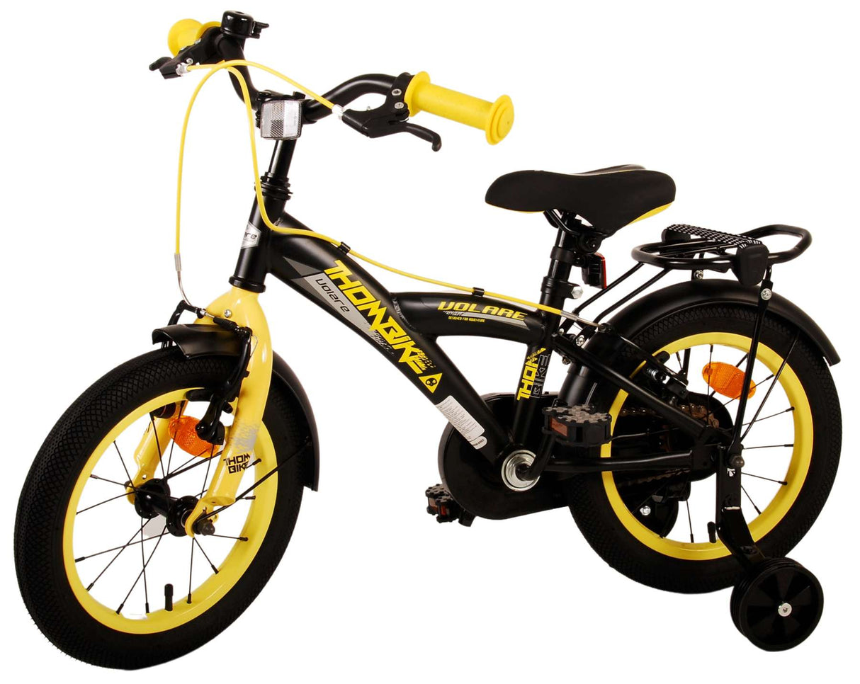 Volare Thombike Kinderfahrrad - Jungen - 14 Zoll - Schwarz Gelb - Zweihandbremsen
