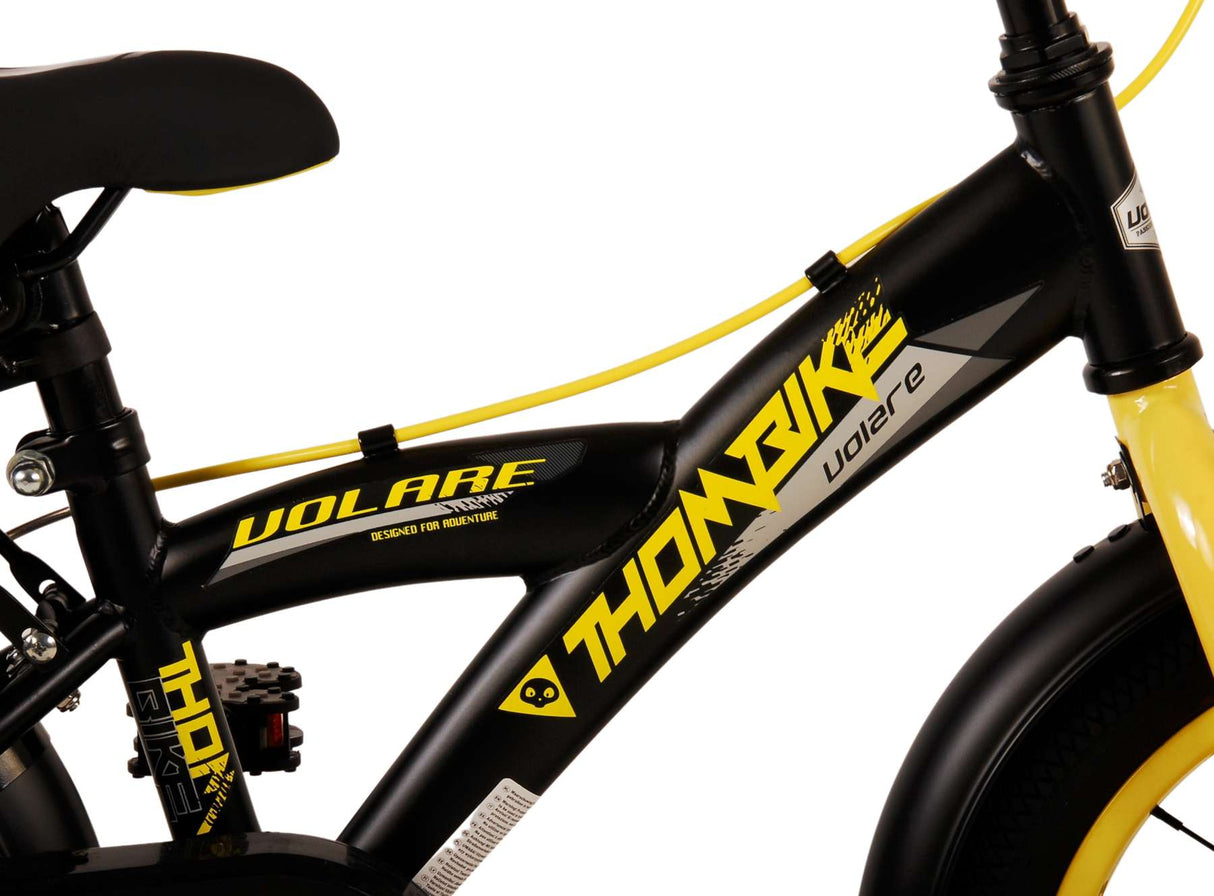 Volare Thombike Kinderfahrrad - Jungen - 14 Zoll - Schwarz Gelb - Zweihandbremsen
