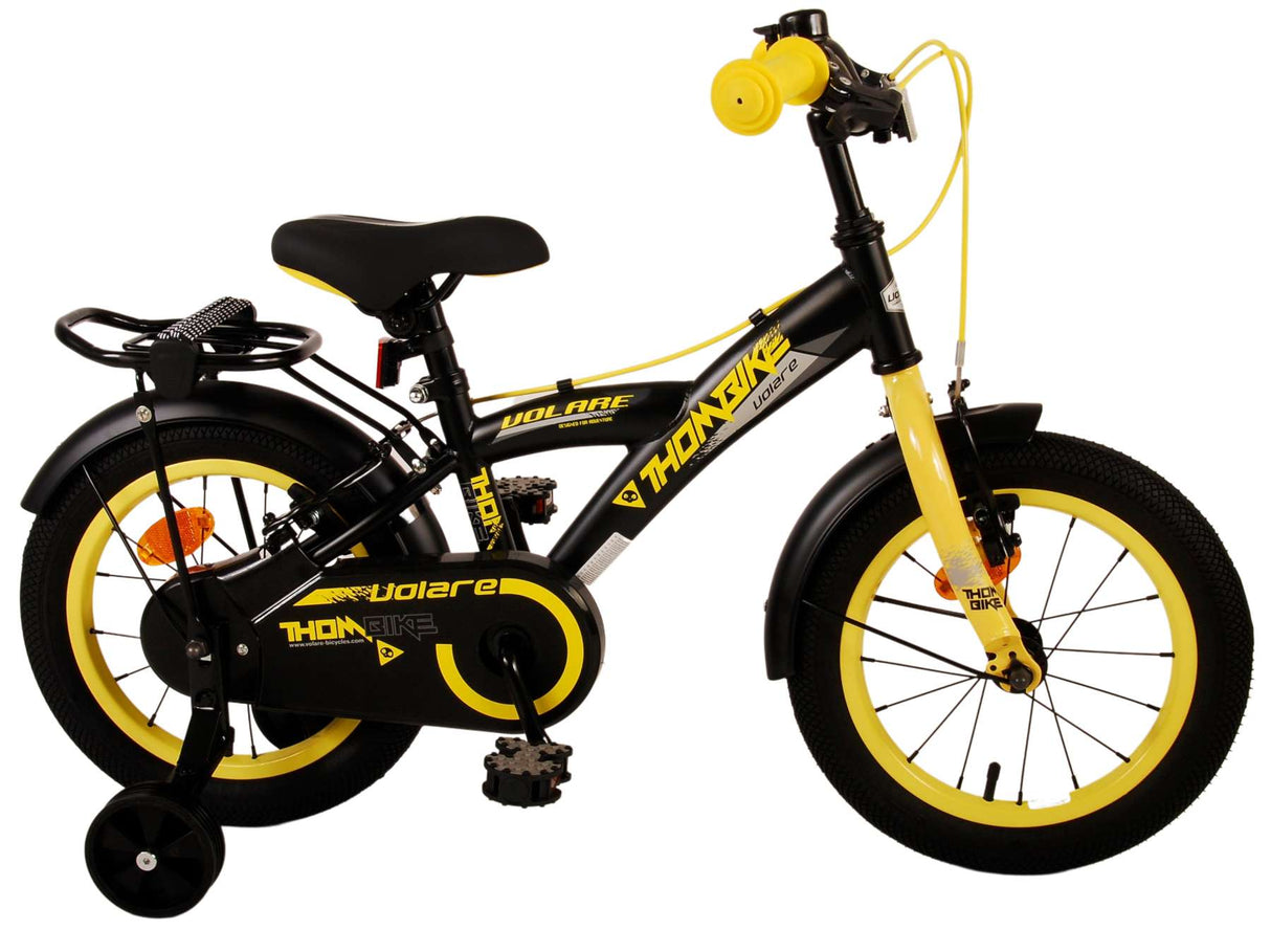 Volare Thombike Kinderfahrrad - Jungen - 14 Zoll - Schwarz Gelb - Zweihandbremsen