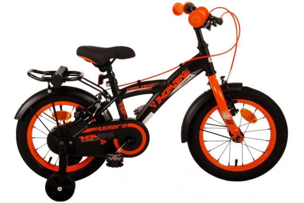 Volare Thombike Kinderfahrrad - Jungen - 14 Zoll - Schwarz Orange - Zweihandbremsen