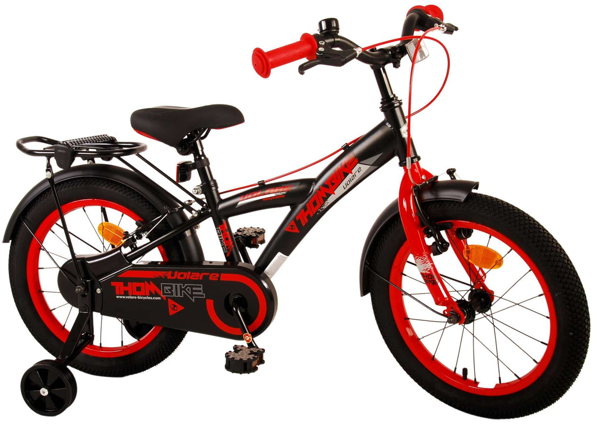 Volare Thombike Kinderfahrrad - Jungen - 16 Zoll - Schwarz Rot - Zweihandbremsen
