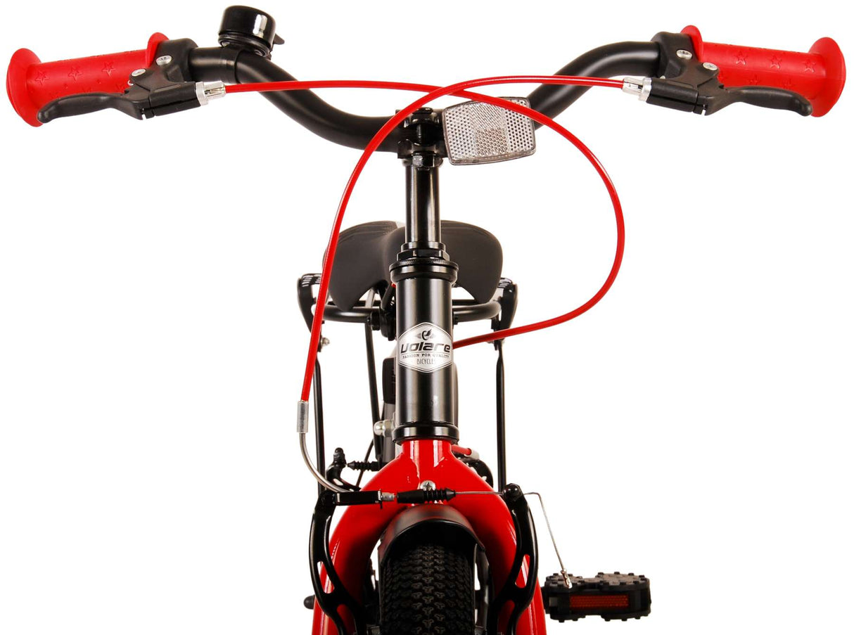 Volare Thombike Kinderfahrrad - Jungen - 16 Zoll - Schwarz Rot - Zweihandbremsen