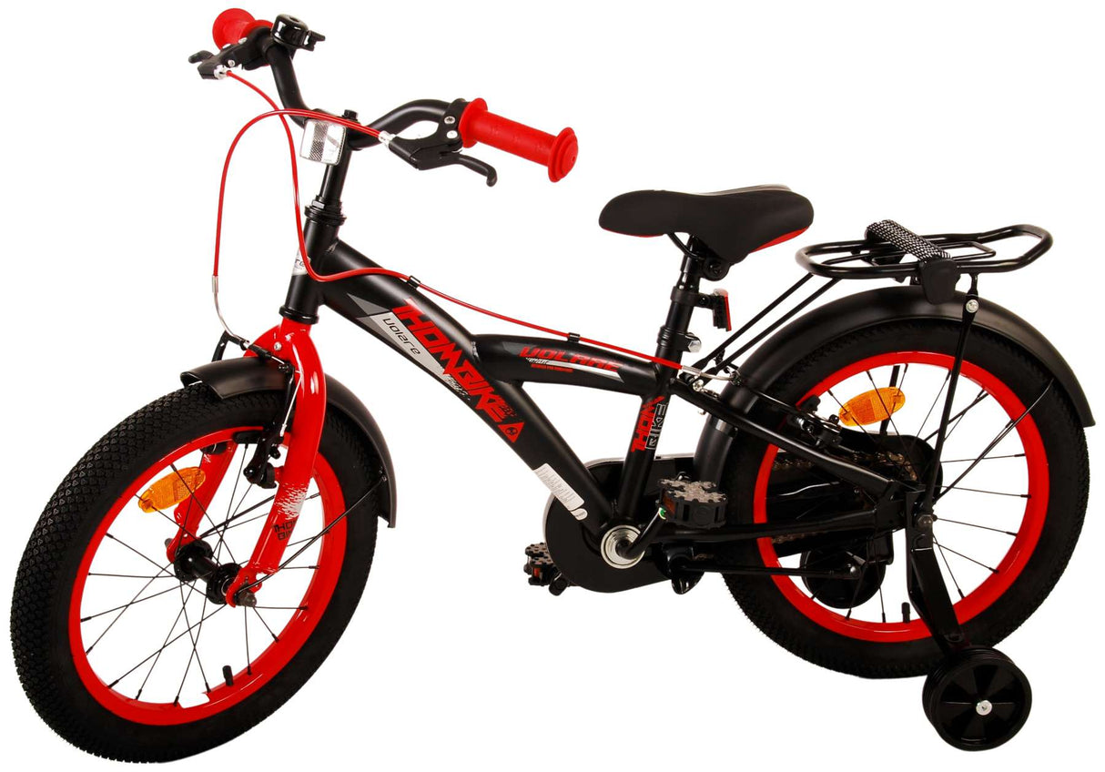Volare Thombike Kinderfahrrad - Jungen - 16 Zoll - Schwarz Rot - Zweihandbremsen