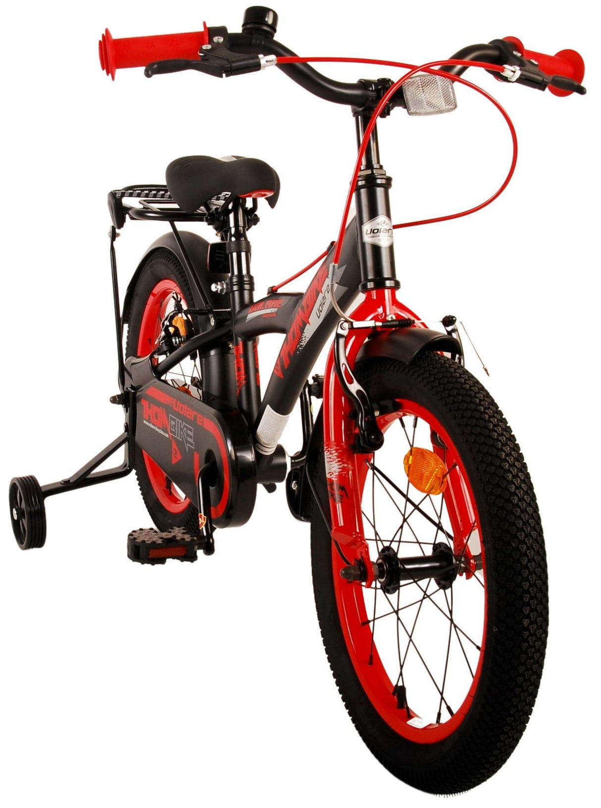 Volare Thombike Kinderfahrrad - Jungen - 16 Zoll - Schwarz Rot - Zweihandbremsen