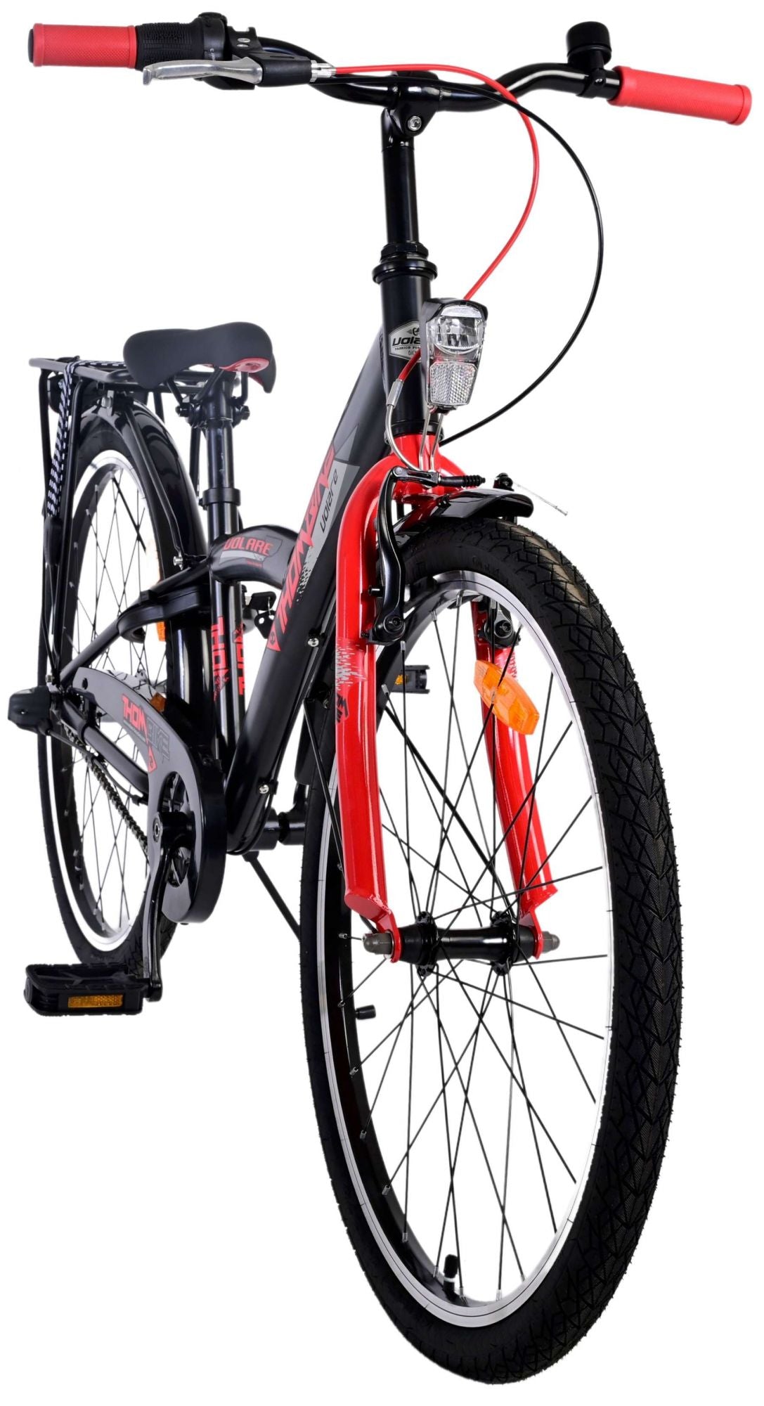 Volare Thombike Kinderfahrrad - Jungen - 24 Zoll - Schwarz Rot - 3 Gänge