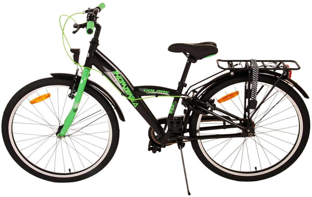 Volare Thombike Kinderfahrrad - Jungen - 24 Zoll - Schwarz Grün - Zweihandbremsen