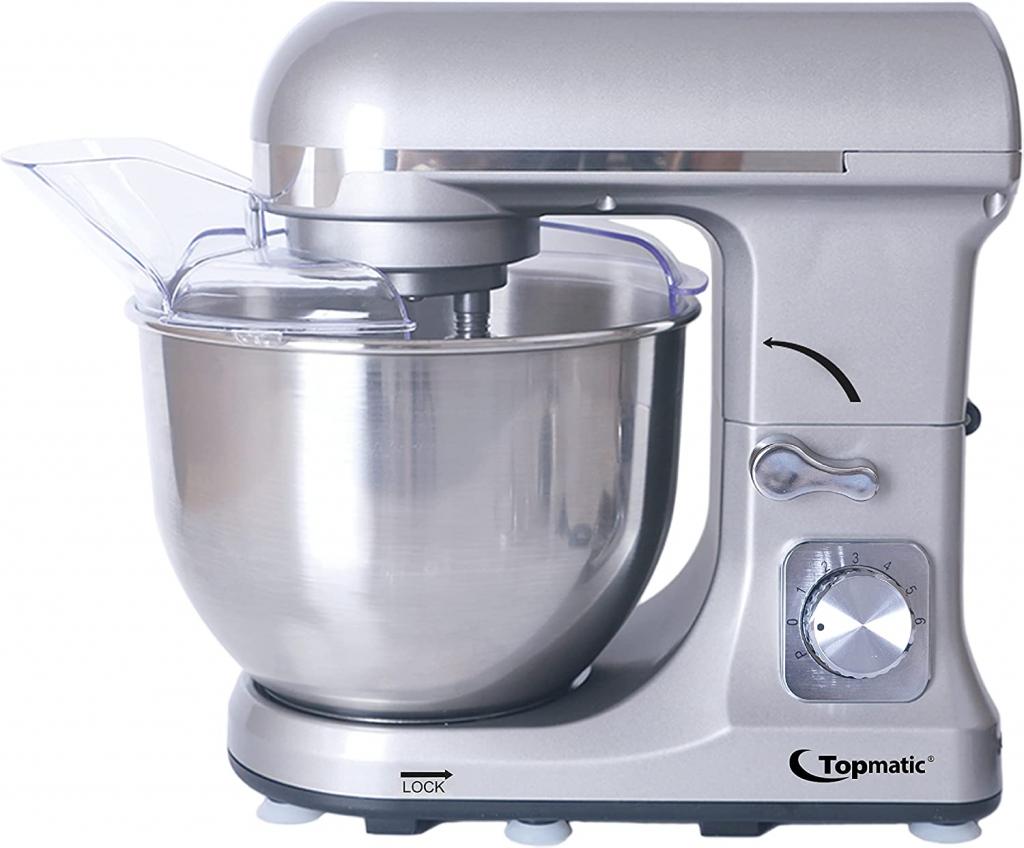 Topmatic PKM-1400.3 Silberfarben Multifunktionsmixer 1400W 1400 Watt 5 L Küchenmaschine Teigmaschine