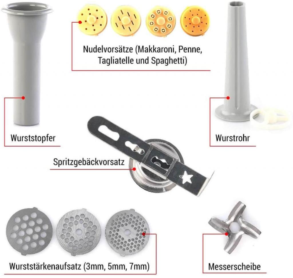 Teigaufsatz der Topmatic Multifunktions-KÃ¼chenmaschine PKM-1800.1BG silberfarben