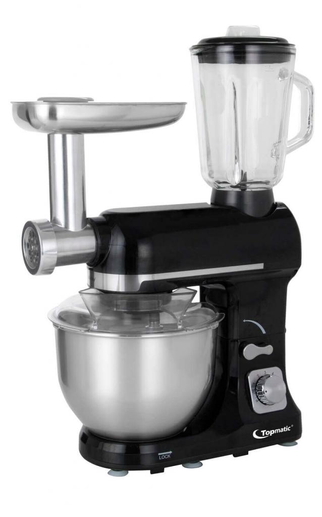 Topmatic PKM-1800.1BG Schwarz Multifunktion Mixer 1800W Teigmaschine Fleischwolf