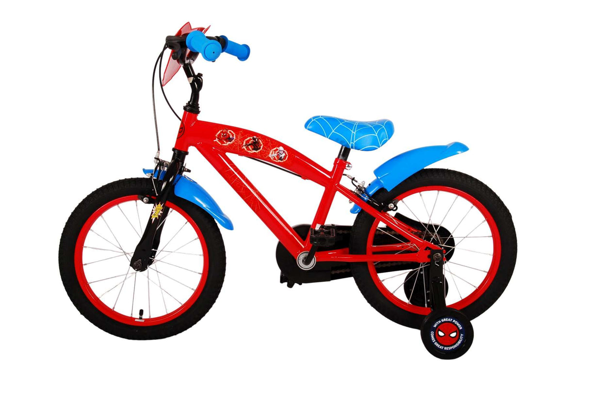 Volare Marvel Spiderman 16 Zoll Kinderfahrrad blau/rot mit zwei Handbremsen - Sicherheit, Komfort und Spaß in einem!