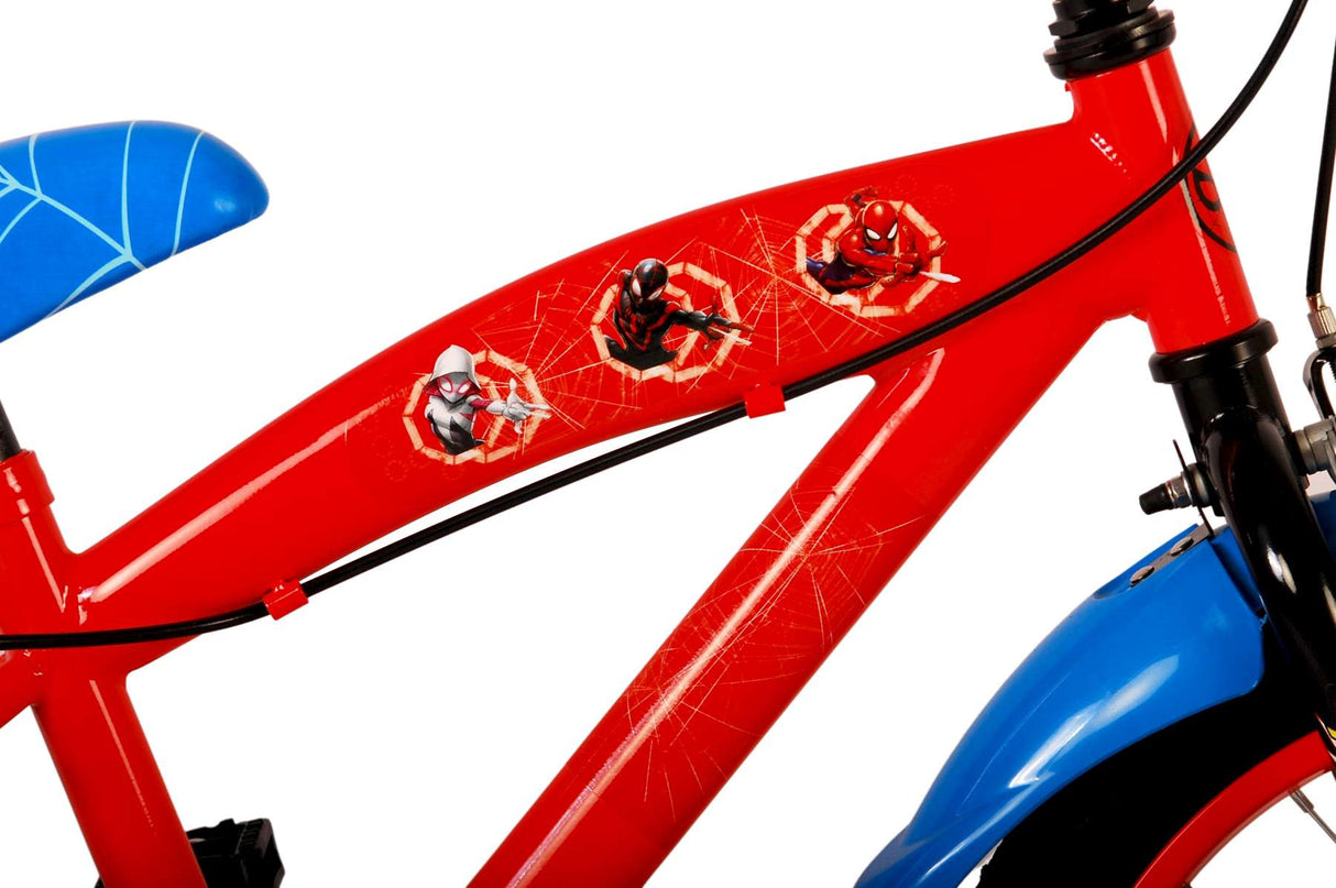 Volare Marvel Spiderman 16 Zoll Kinderfahrrad blau/rot mit zwei Handbremsen - Sicherheit, Komfort und Spaß in einem!