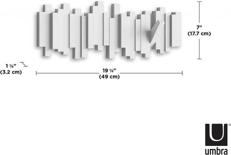 einklappbare Haken der Umbra Sticks Hook Garderobenleiste in weiÃŸ