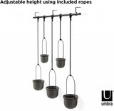 Umbra Triflora BLACK Hängeblumentopf 5er-Set, Wandvase, Blumentopf, Blumenampel für Wand-& Deckenanbringung