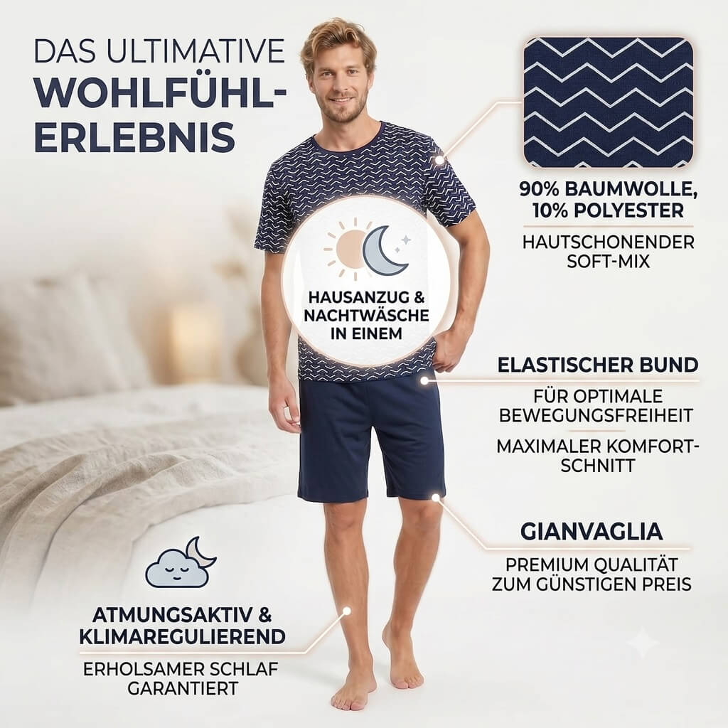 USPs des GIANVGLIA Herren Pyjama Shorty