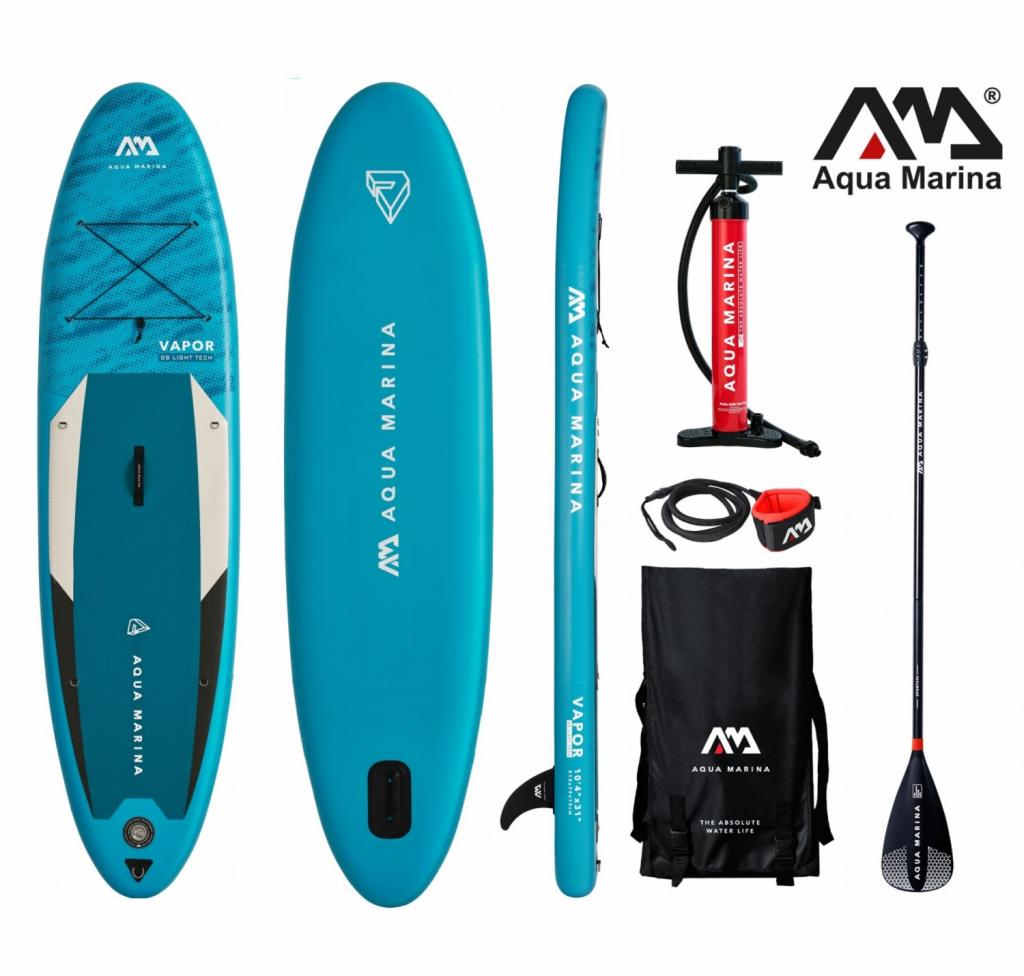 Aqua Marina All-Around SUP Board 315x79 cm mit Reißverschlussrucksack Double Action-Pumpe LIQUID AIR Paddel Einschub-Mittelfinne Sicherheitsleine Blau